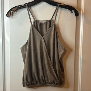 Charlotte Russe Taupe Faux Suede Wrap Crop Tank | XS